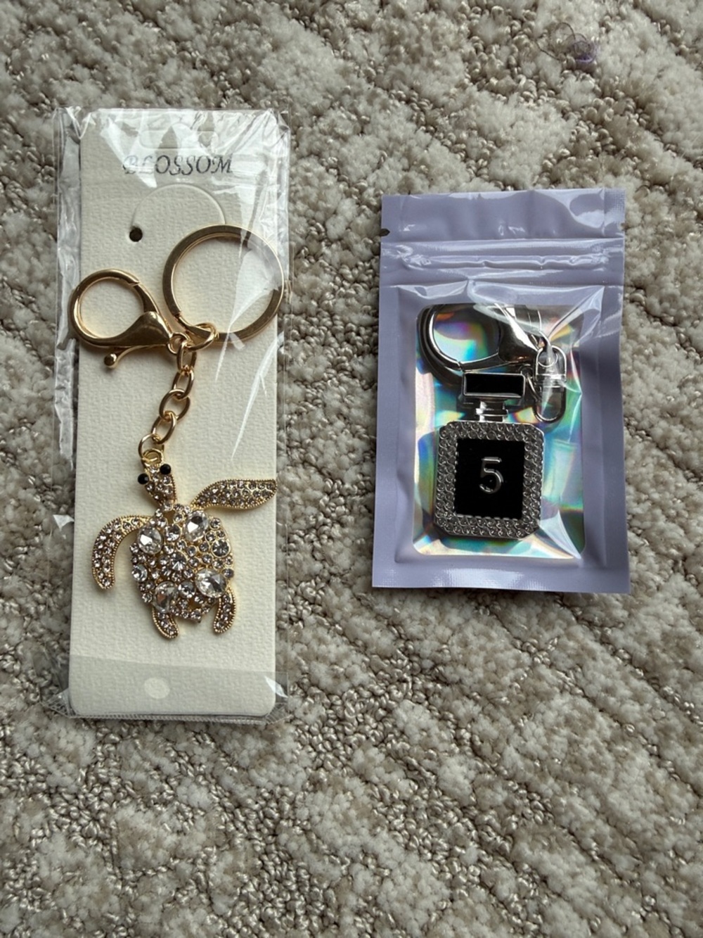Gold Crystal Turtle Keychain -